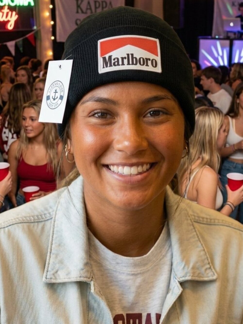 Marlboro Patched Black Skull Cap